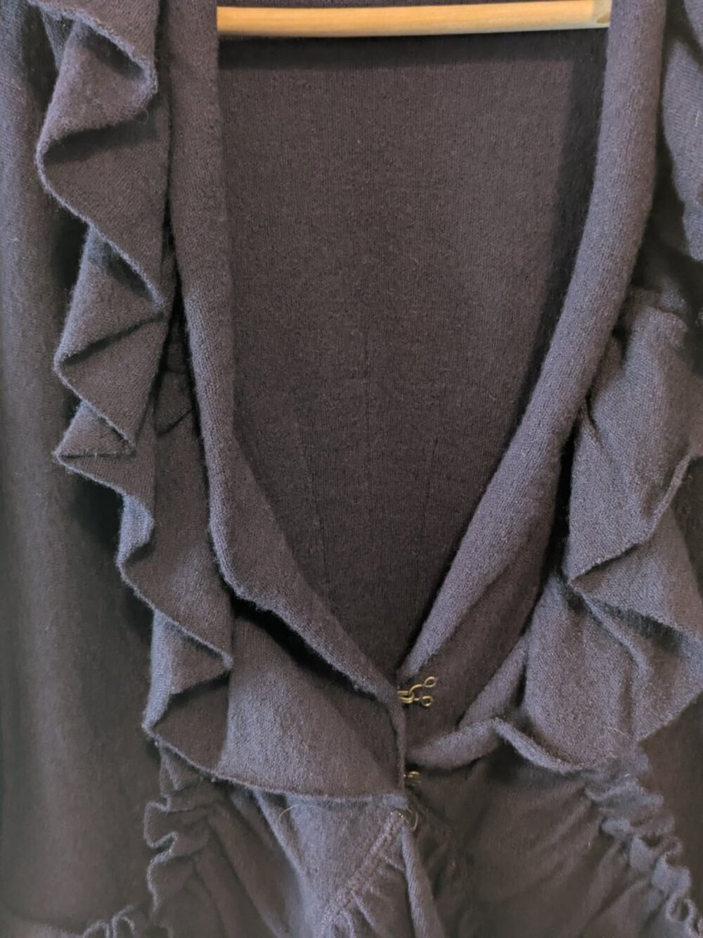 Anthropologie Charlie & Robin Dark Purple Wrapped in Ruffles Cardigan - Picture 6 of 16